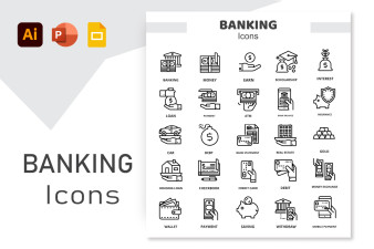 Banking Finance Line Linear Icons